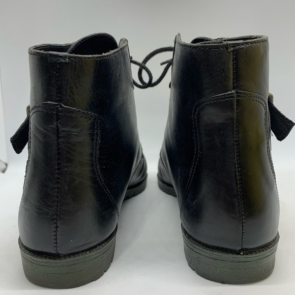 Vintage Sandra Miller Hardy Black Buckle Leather Lace Up Ankle Boot Size 8.5 - Picture 5 of 12